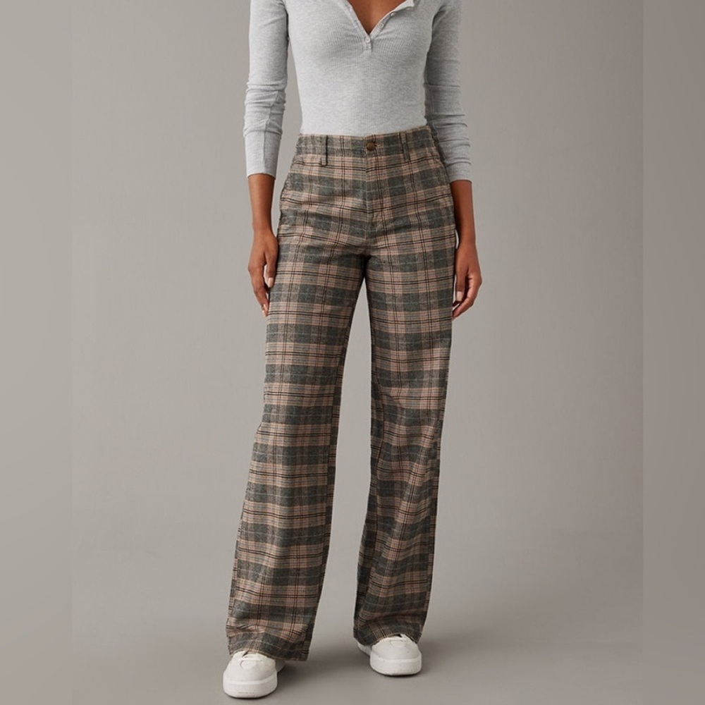 NWT American Eagle Baggy Wide Leg Plaid Pants
